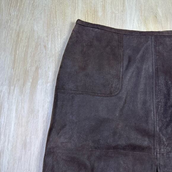 Pow Wow 100% Leather Classic Chic Elegant Workwear Professional Pencil Skirt 10 - Picture 8 of 13